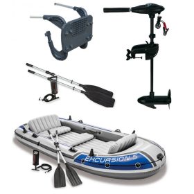   Intex gumicsónak szett ,  Excursion 5 + Elektromos csónakmotor 40lbs + motortartó