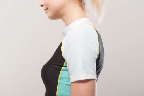 Női SUP felső ALLUV BLUE+BLACK+WHITE, AQUA MARINA