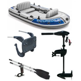   Intex szett , gumicsónak Excursion 4 + Elektromos csónakmotor 40lbs + motortartó