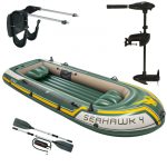   Intex szett , gumicsónak Seahawk 4 + Elektromos csónakmotor 40lbs + motortartó