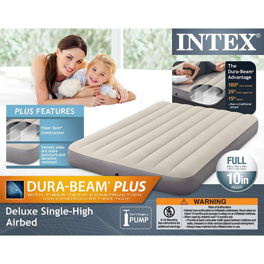 матрас флокированный intex dura beam series classic downy 183х203х25см