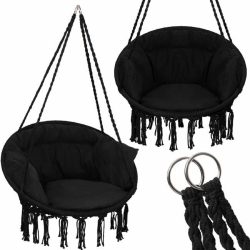 Kerti függőszék párnával rojtokkal  Fekete / Szürke